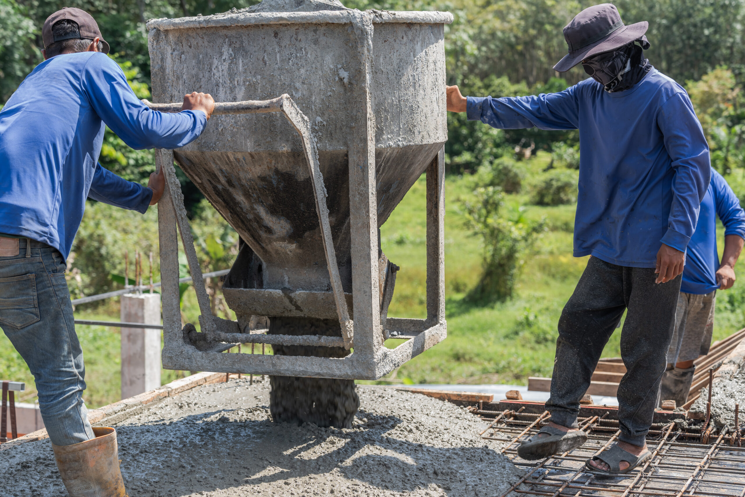 Construction Worker Working With Wet Concrete